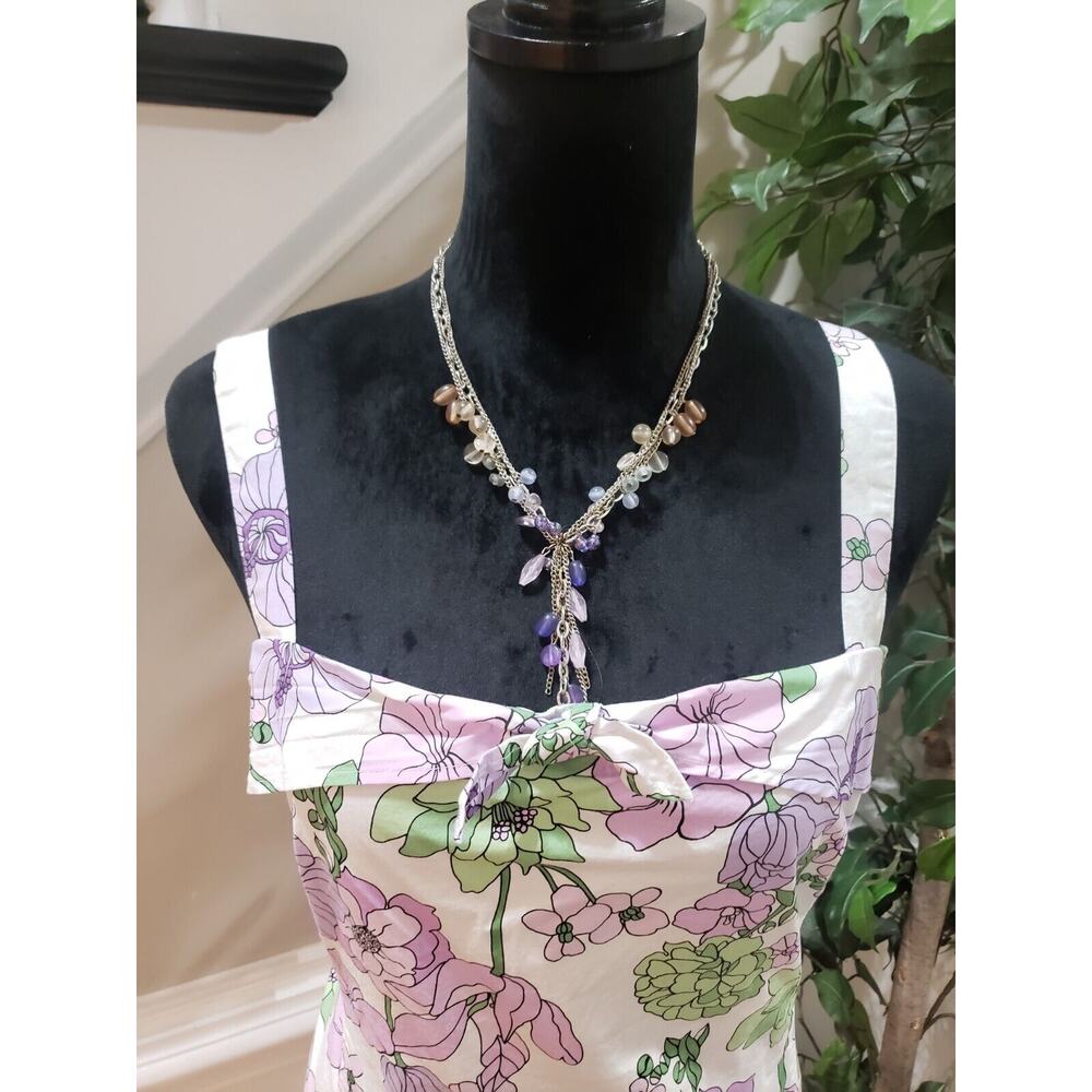 Loft Women's White Floral Cotton Square Neck Sleeveless Casual Top Blouse 14P - Picture 10 of 12